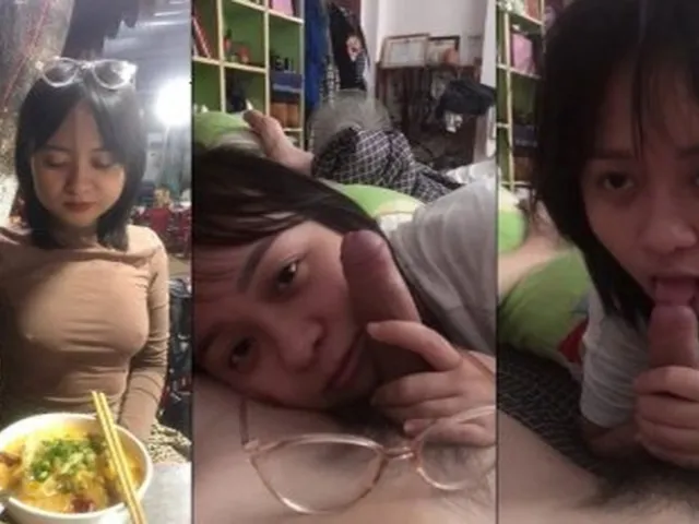 Em gái nghiện bú mút vứt kính sang bên bú cho anh